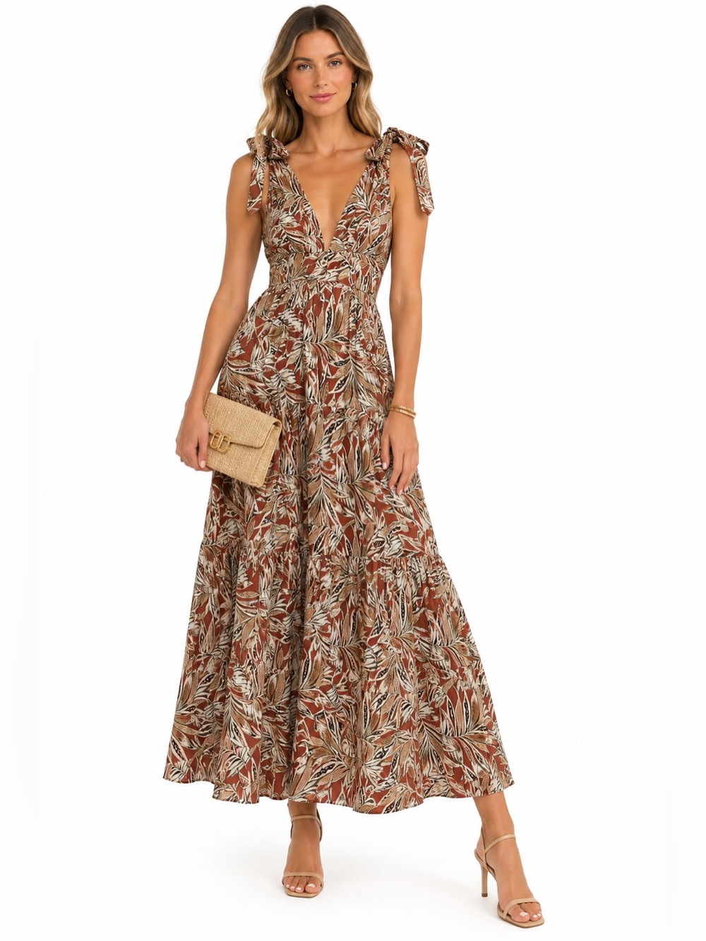 House of Harlow 1960 Leaf Print Maxi Dress